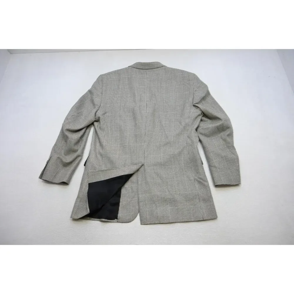Jos A Bank Blazer Silk Wool Houndstooth 3 Button Sports Jacket Mens Size 43 Long